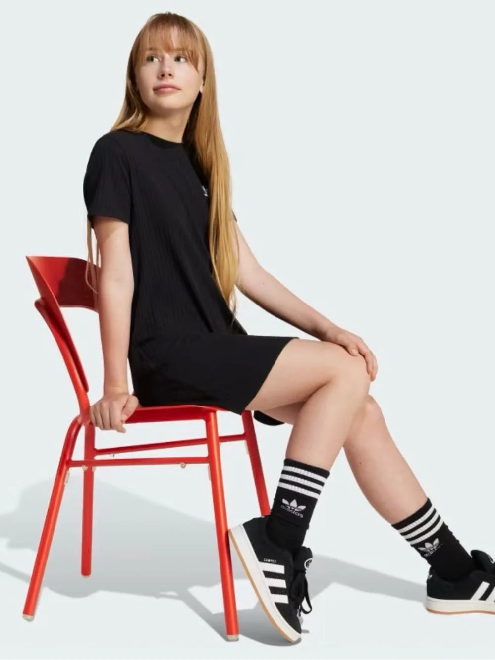 Adidas Ribbed Dress Black - Picture 2 of 8